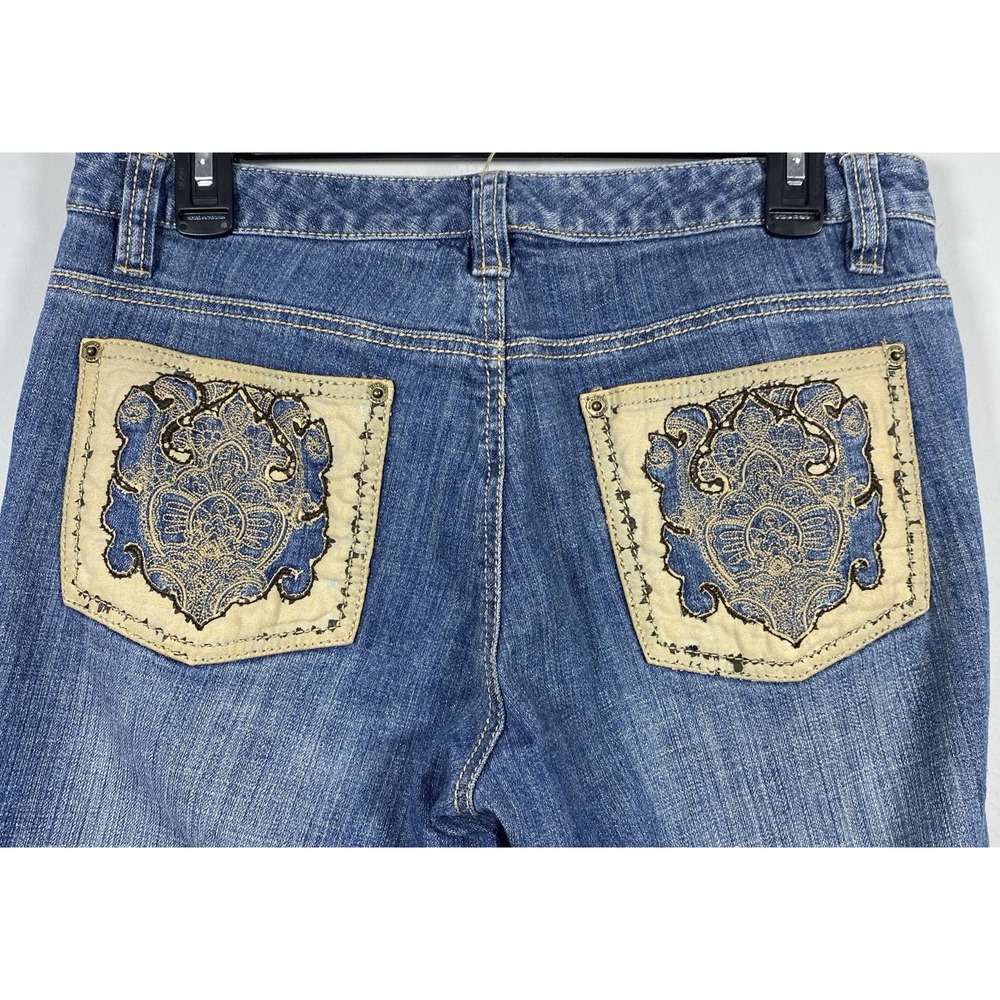 MICHAEL KORS Cropped‎ Jeans Pockets Women's 8 Denim Capris Embroidered Festival